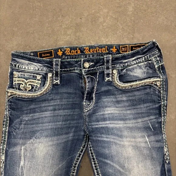 Rock Revival Felina size 29 Women's skinny Jeans in Deep Blue bling lady rider - Picture 3 of 11